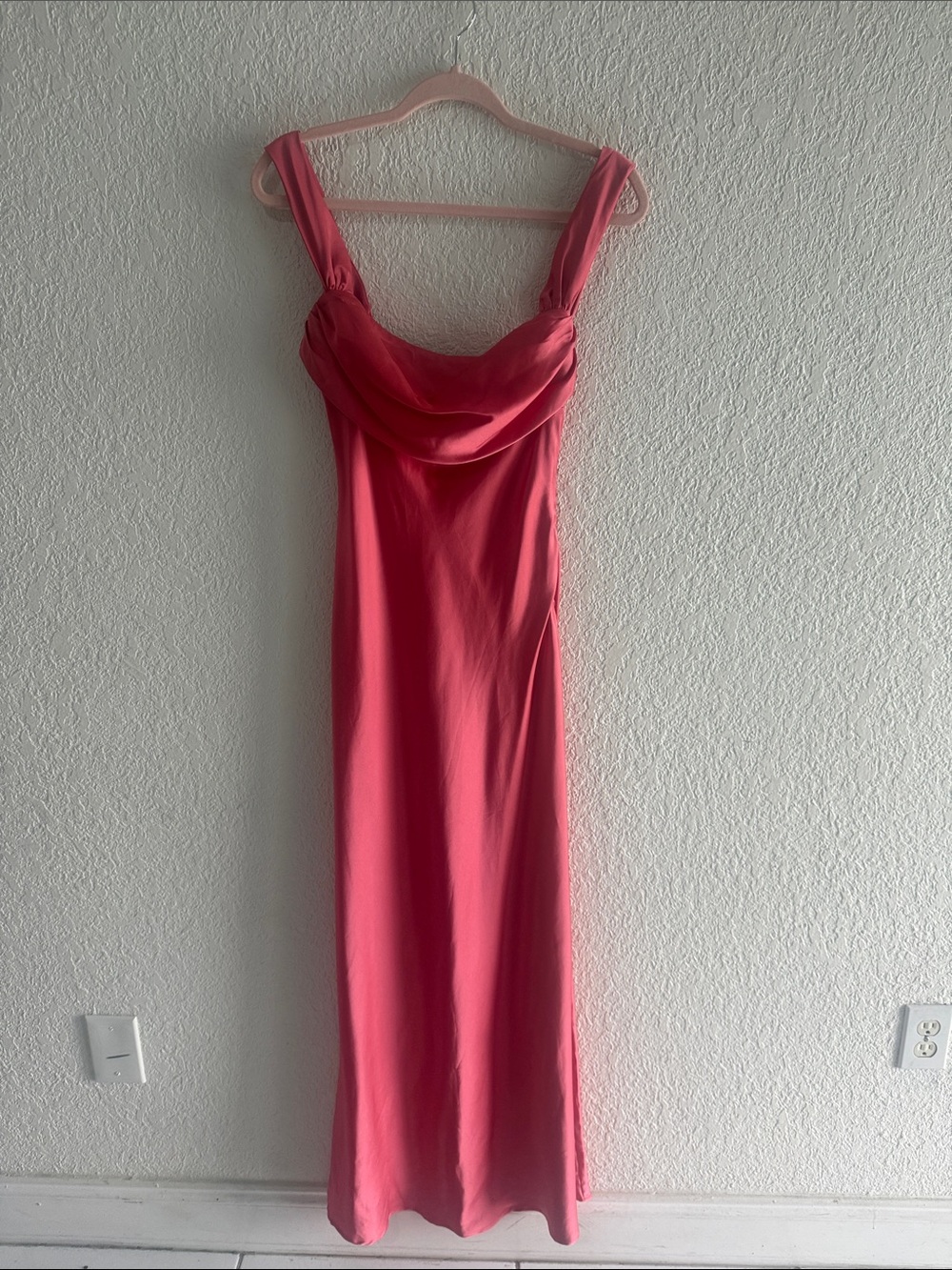 Beginning Boutique Coral Pink Cowl-Neck Maxi Dress